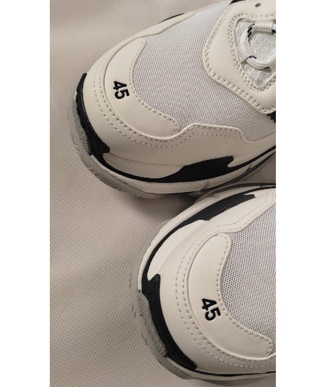 BALENCIAGA Белые кожаные низкие кроссовки / кеды, фото 5