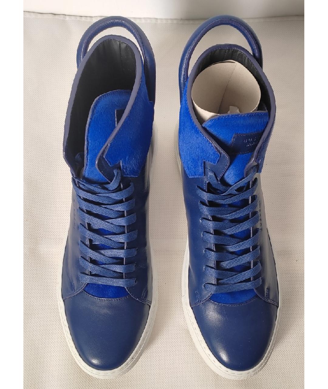 BUSCEMI Синие кожаные высокие кроссовки / кеды, фото 4
