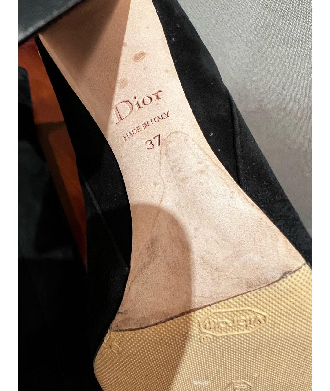 CHRISTIAN DIOR Черные замшевые ботфорты, фото 3