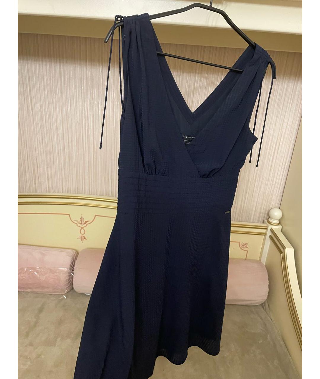 ARMANI EXCHANGE Темно-синее полиэстеровое коктейльное платье, фото 4