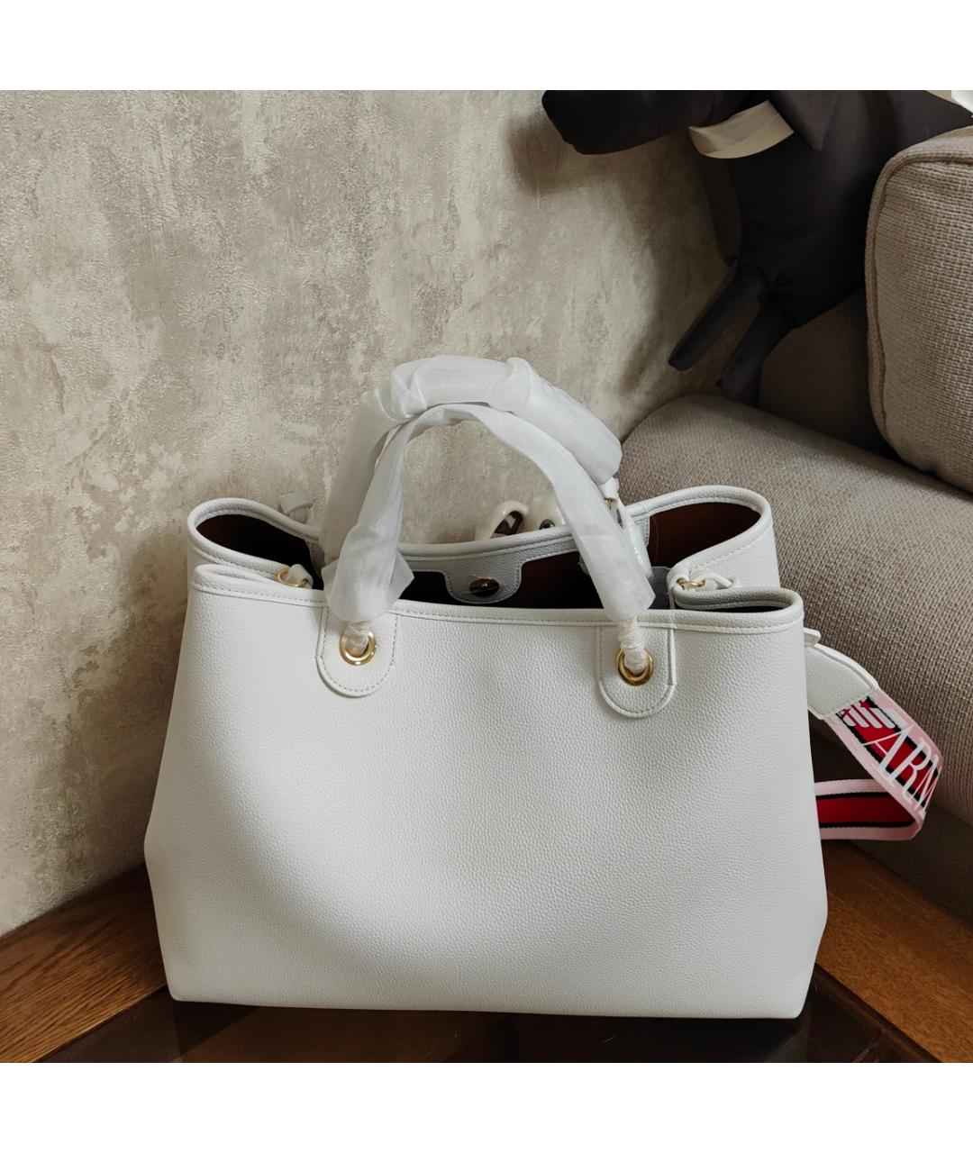 EMPORIO ARMANI Белая сумка тоут из искусственной кожи, фото 5