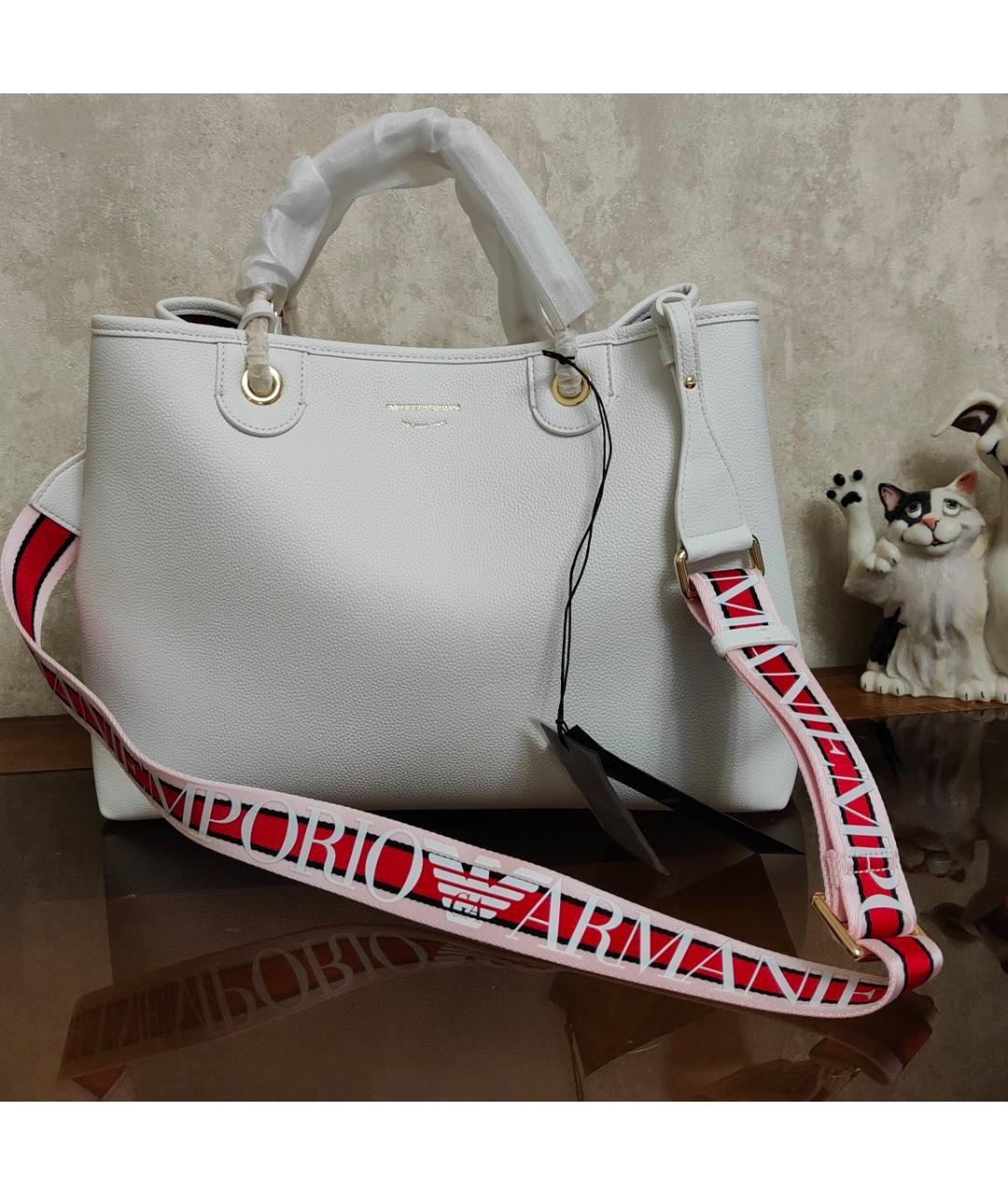 EMPORIO ARMANI Белая сумка тоут из искусственной кожи, фото 8