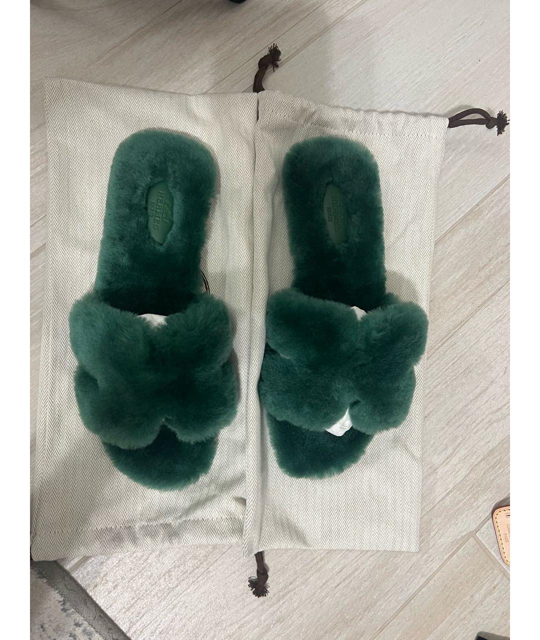 HERMES PRE-OWNED Зеленые сандалии, фото 4