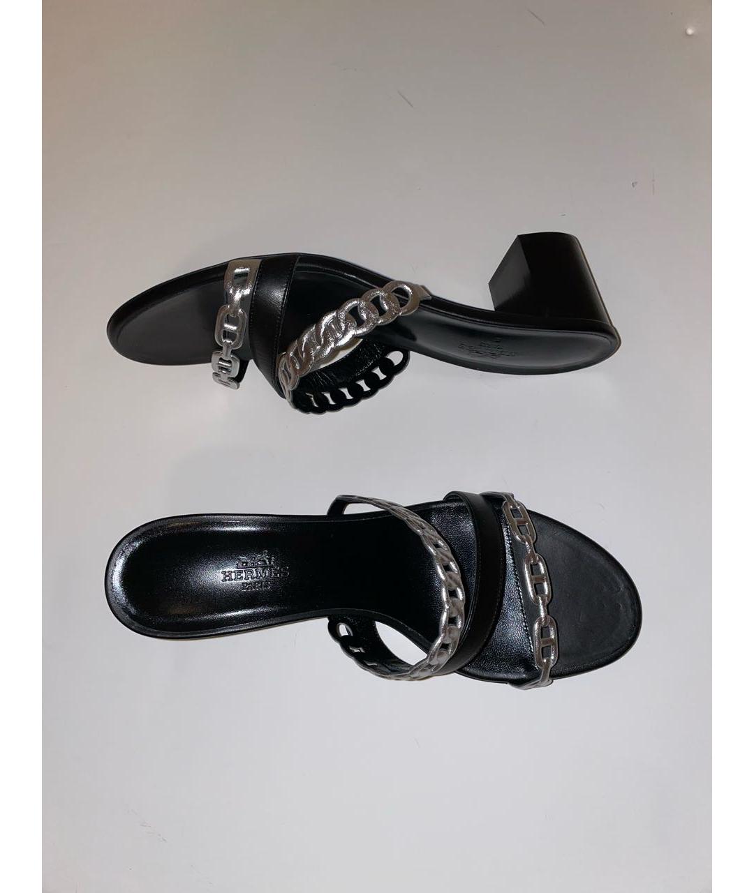 HERMES PRE-OWNED Черные кожаные босоножки, фото 7