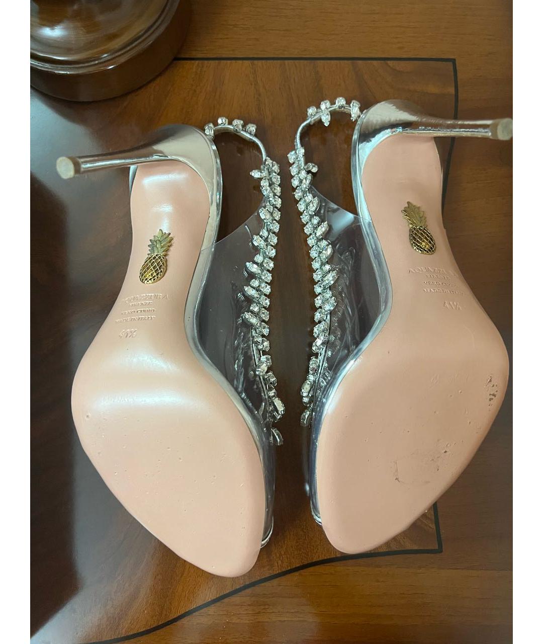 AQUAZZURA Серебряные свадебные туфли на высоком каблуке, фото 5