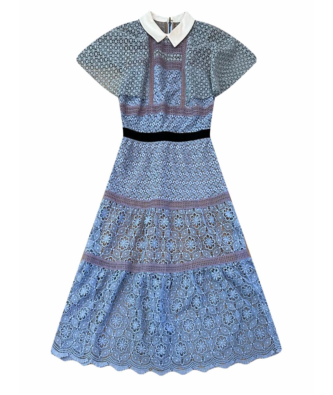 SELF-PORTRAIT Бирюзовое кружевное коктейльное платье, фото 1