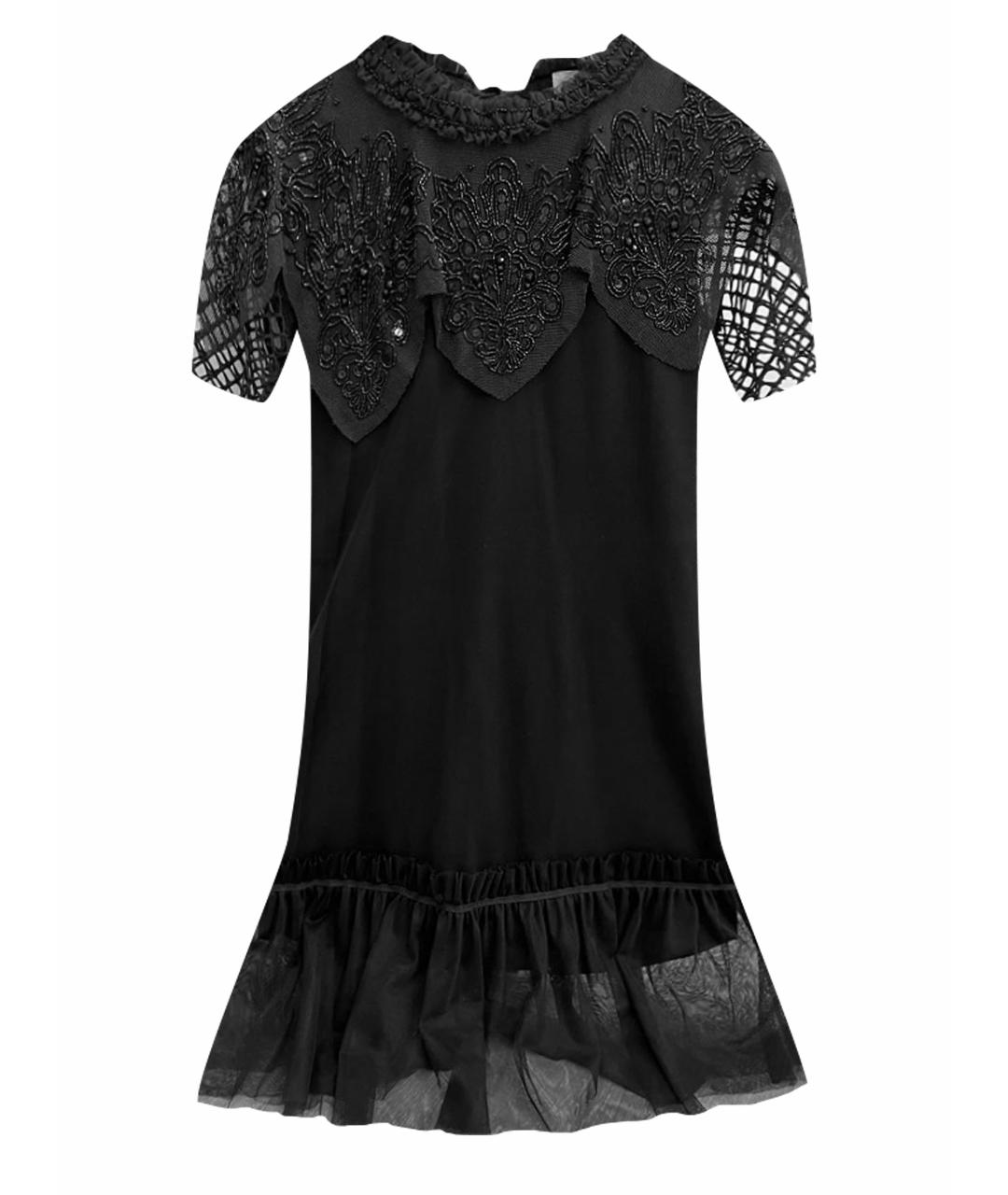 TWIN-SET Черное сетчатое вечернее платье, фото 1