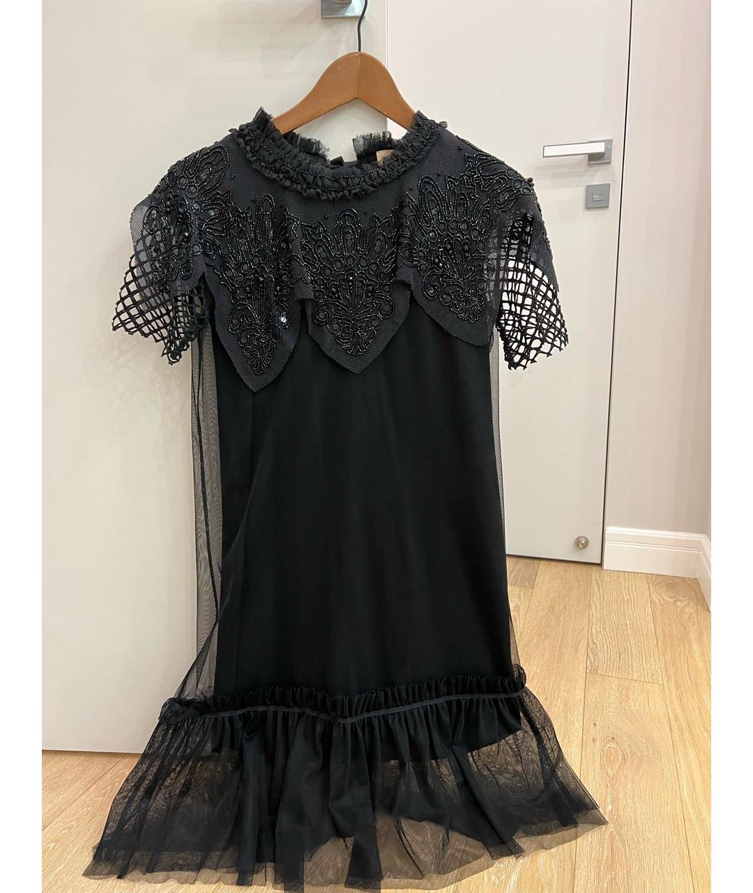 TWIN-SET Черное сетчатое вечернее платье, фото 6