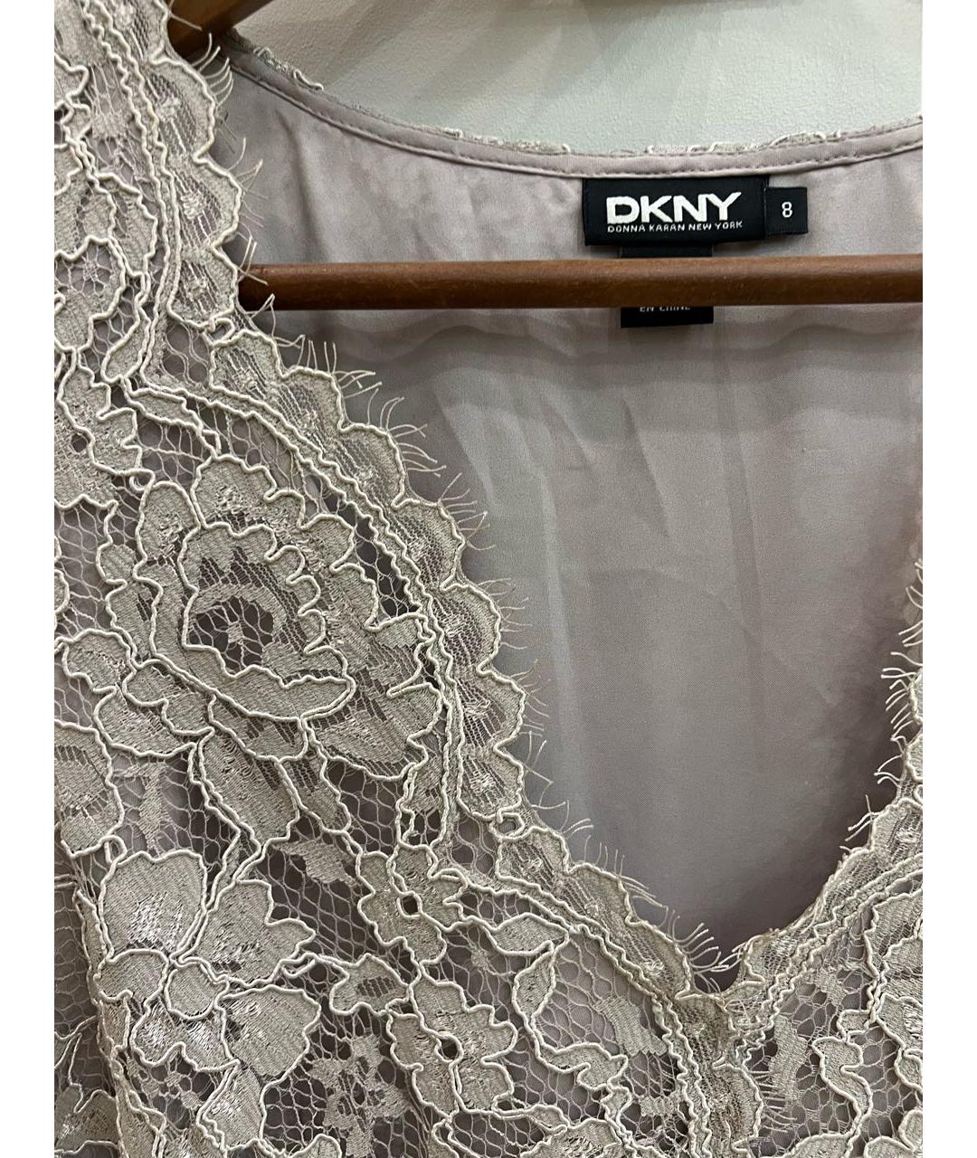DKNY Серое кружевное коктейльное платье, фото 2