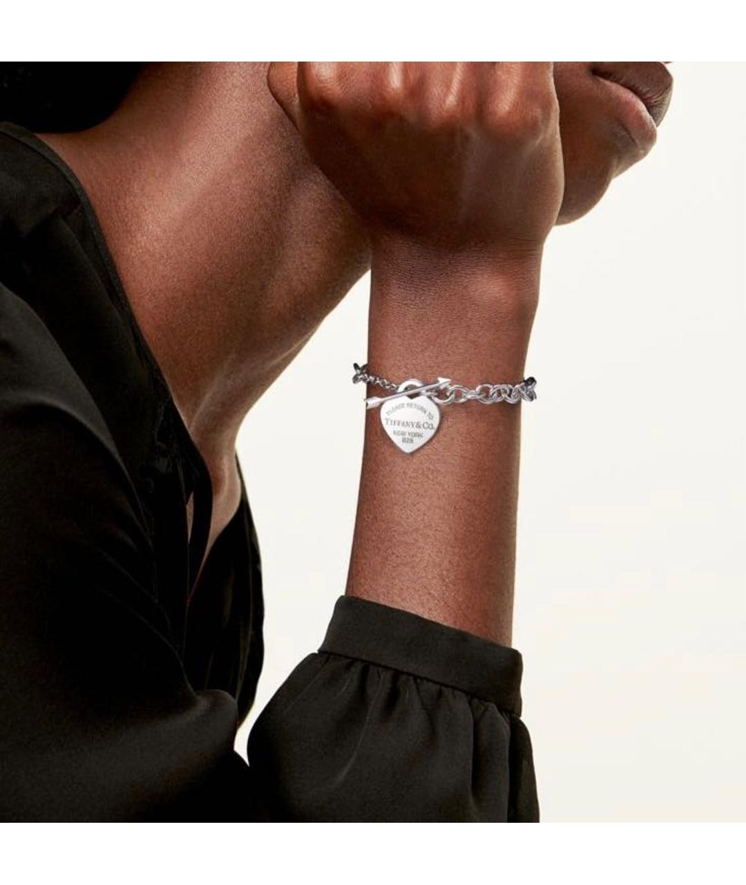 TIFFANY&CO Антрацитовый серебряный браслет, фото 4
