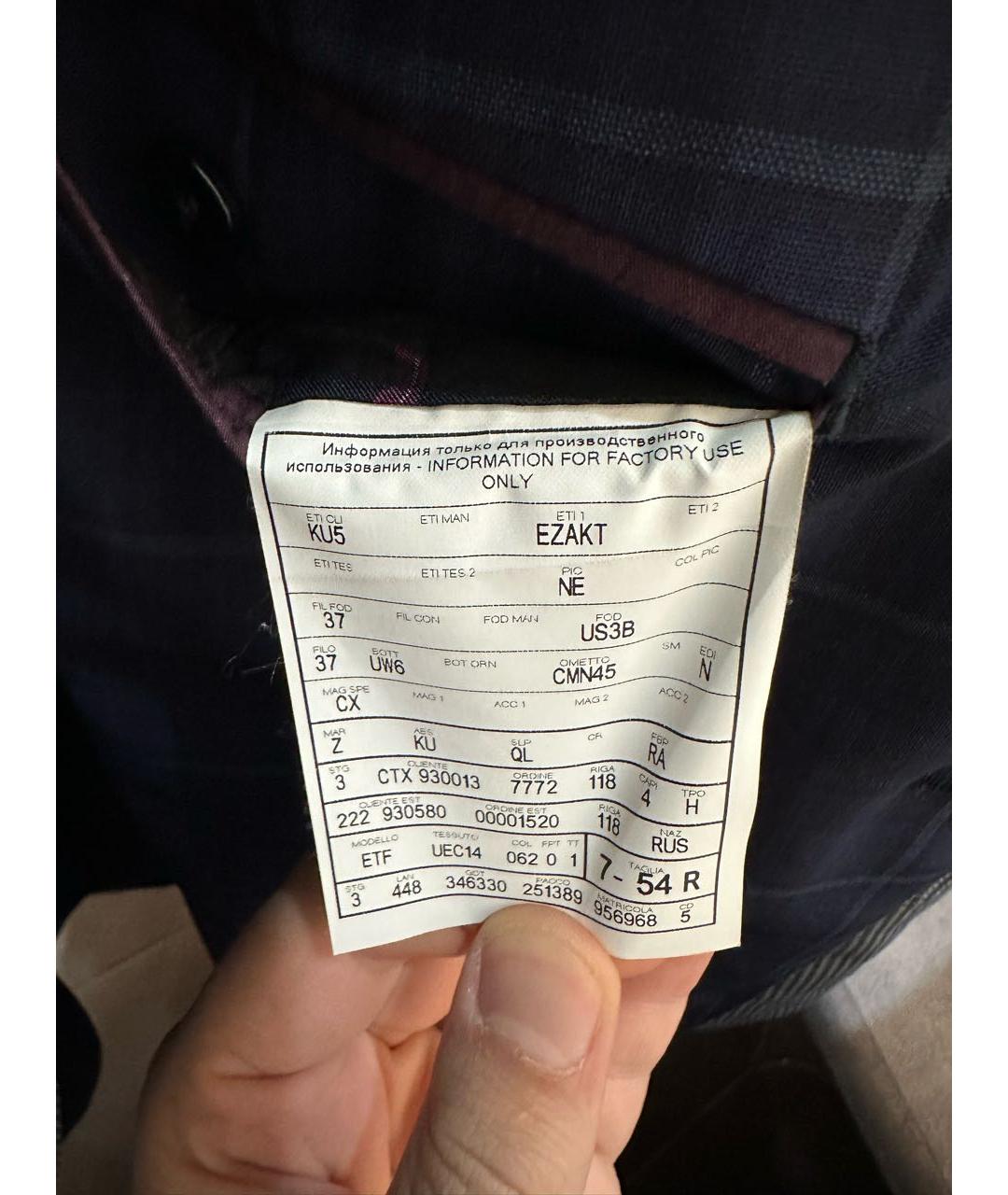 ZEGNA Темно-синий шерстяной пиджак, фото 6