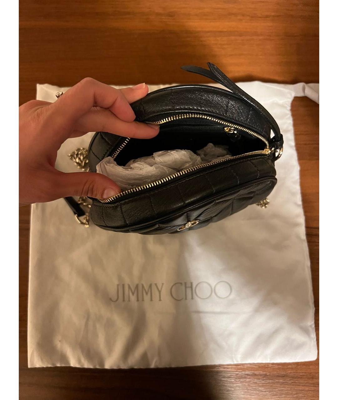 JIMMY CHOO Черная кожаная сумка через плечо, фото 8