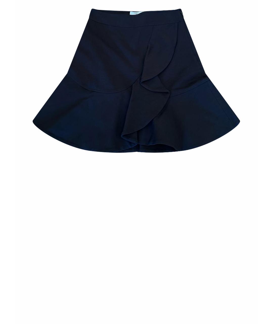 BLUMARINE Темно-синяя шерстяная юбка миди, фото 1