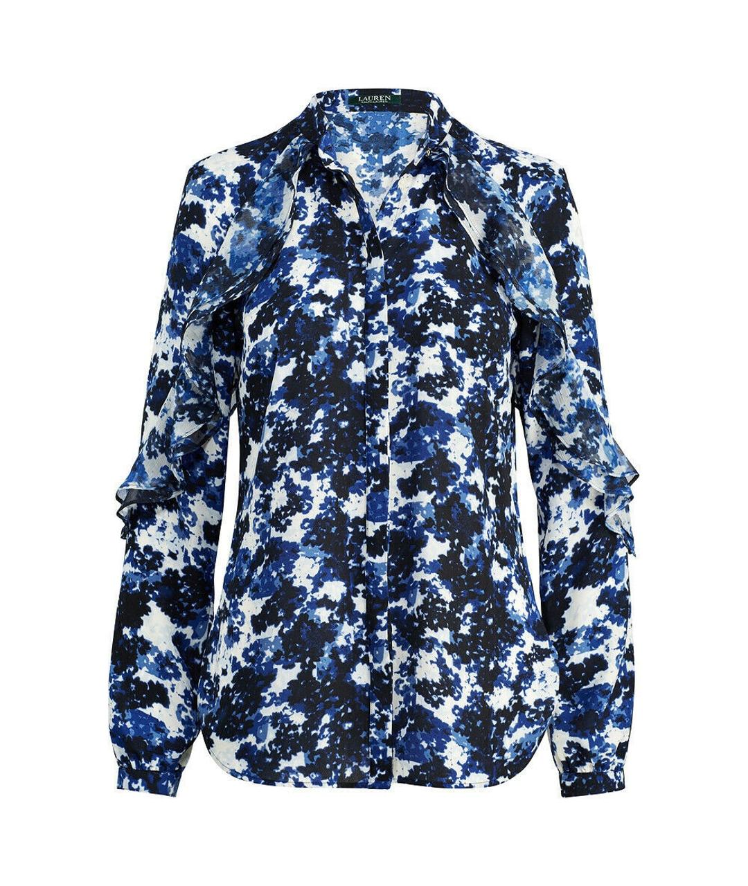 RALPH LAUREN Белая шифоновая блузы, фото 9