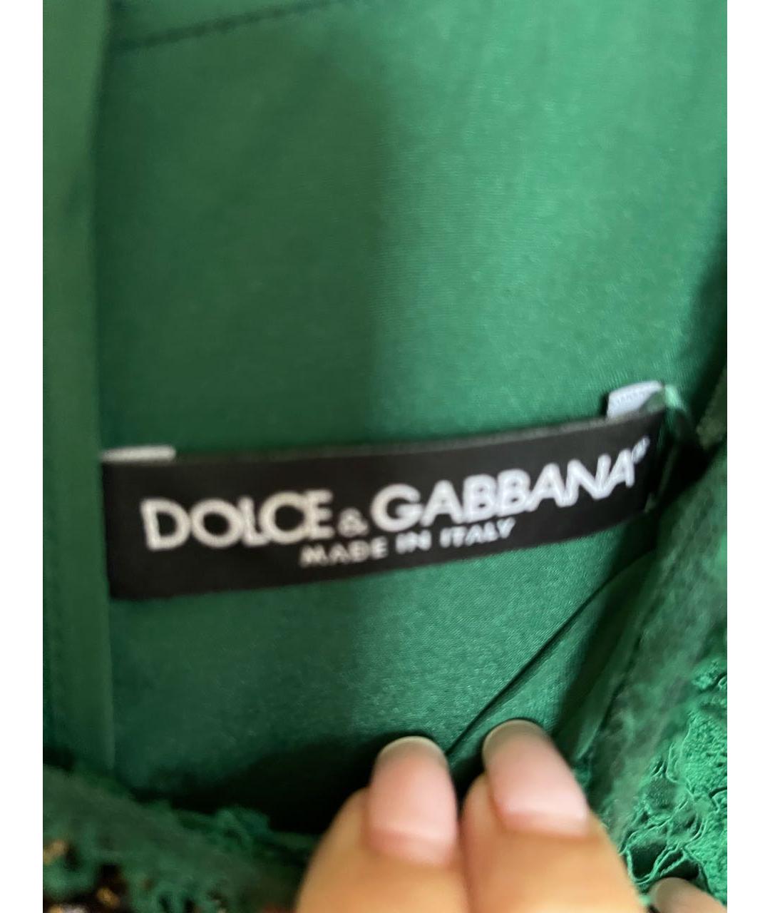 DOLCE&GABBANA Зеленые кружевное коктейльное платье, фото 7