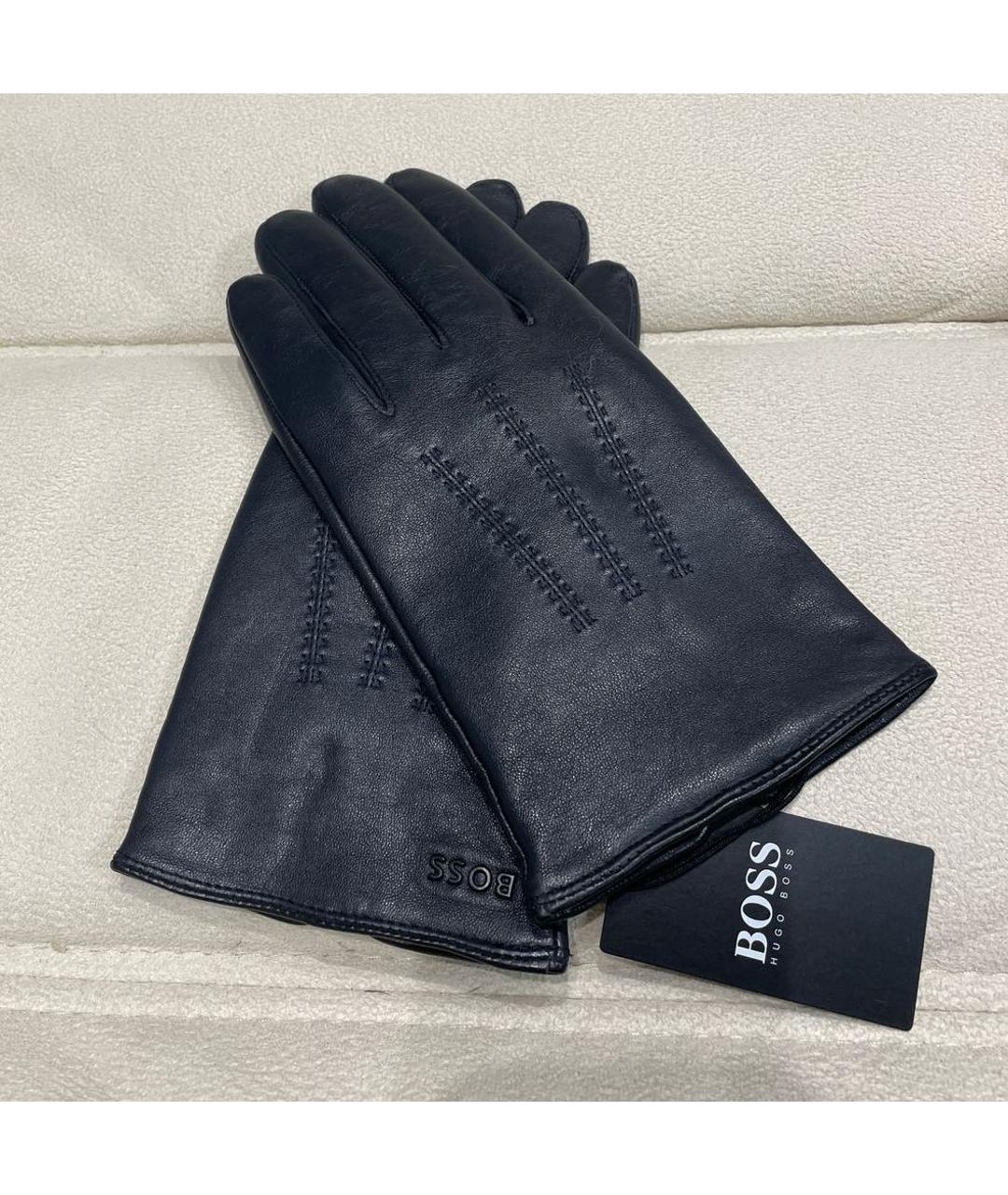 HUGO BOSS Черные кожаные перчатки, фото 6