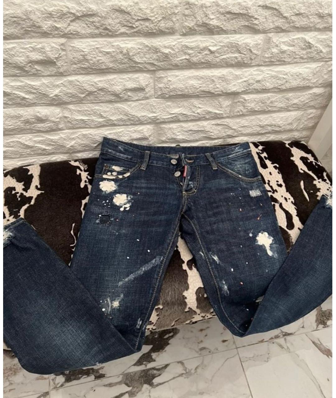 DSQUARED2 Синие хлопковые прямые джинсы, фото 6