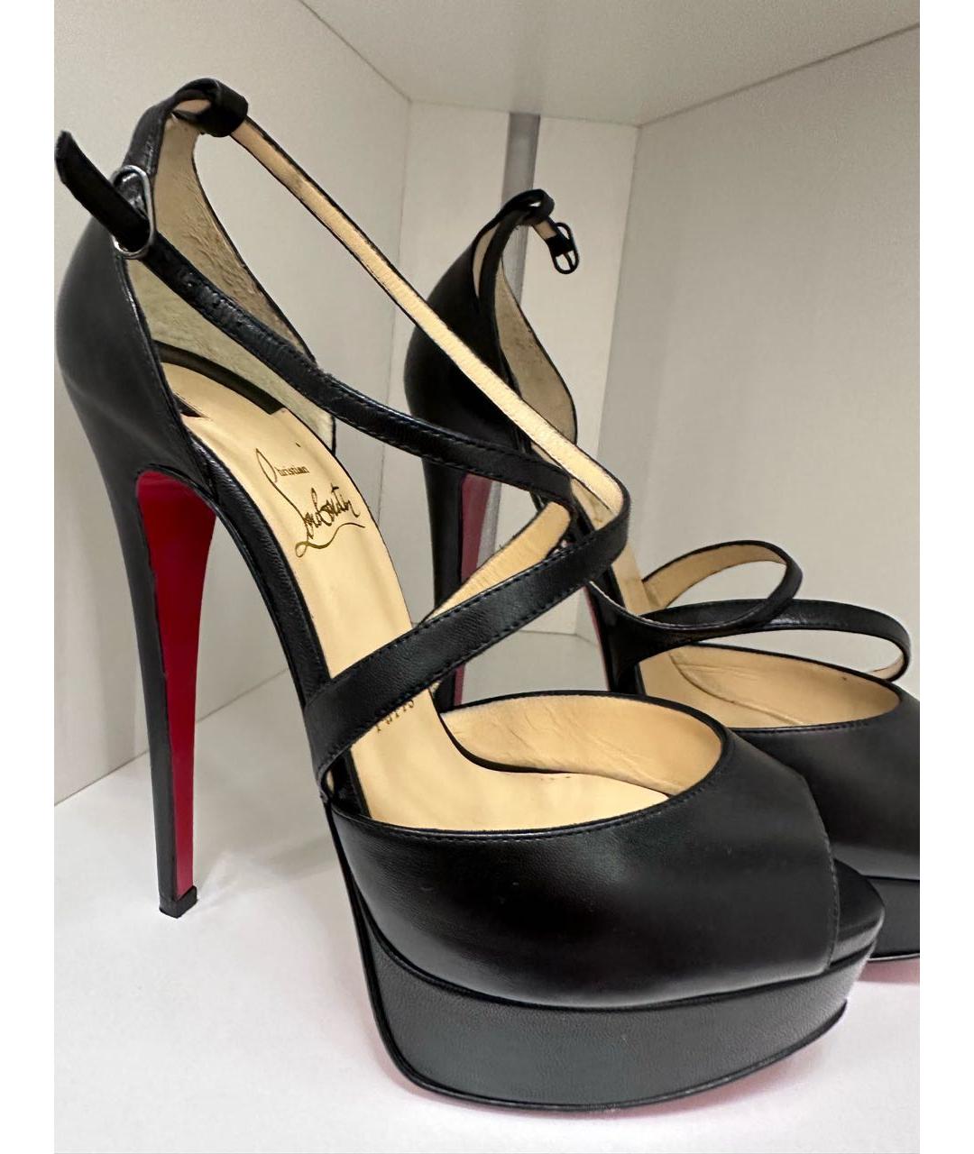 CHRISTIAN LOUBOUTIN Черные кожаные туфли, фото 3