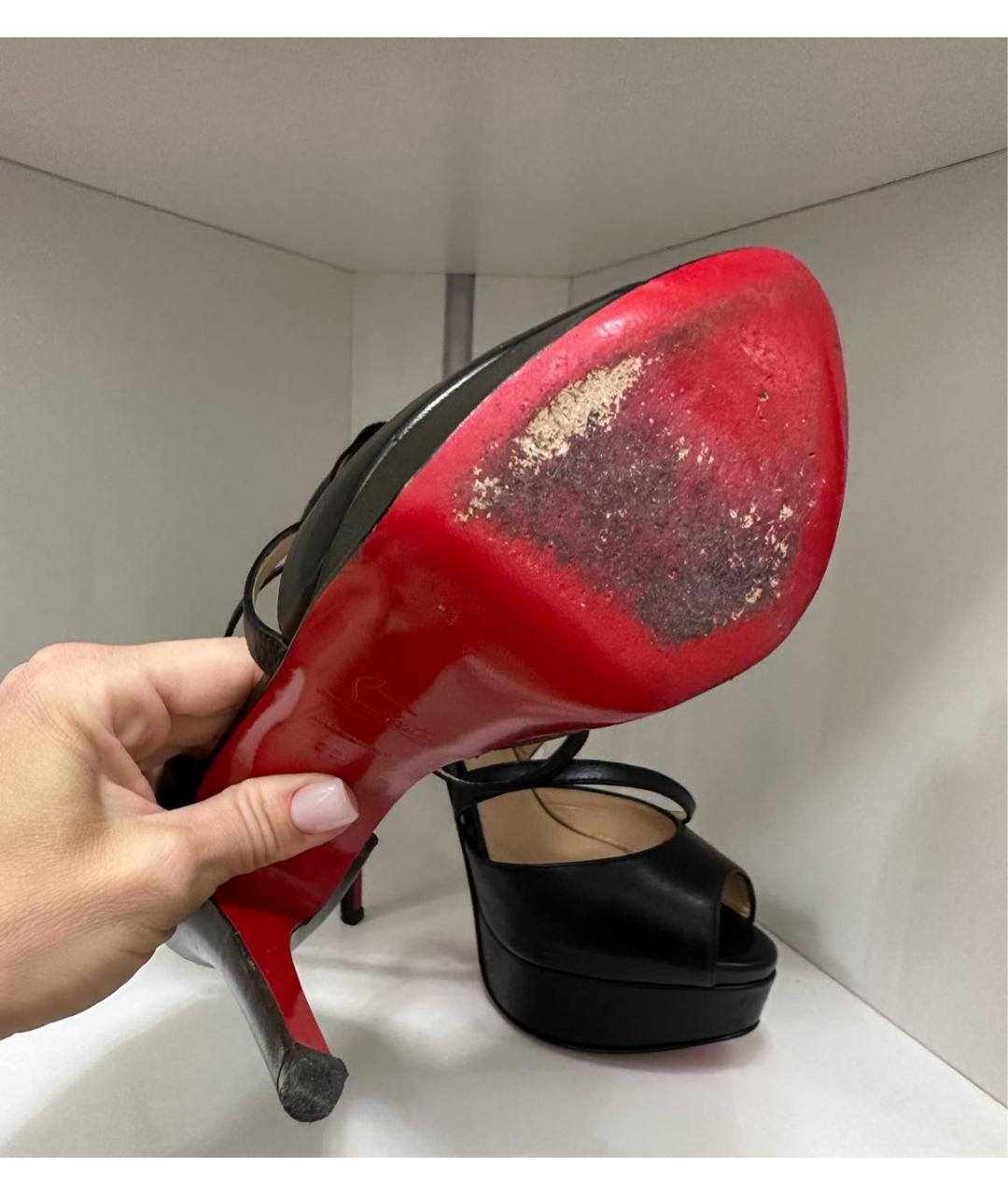 CHRISTIAN LOUBOUTIN Черные кожаные туфли, фото 2