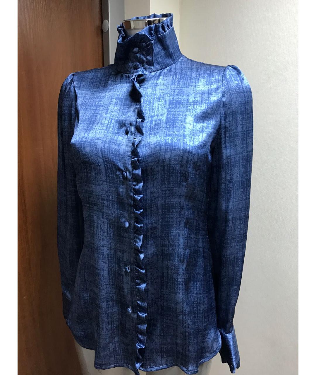 KITON Синяя шелковая блузы, фото 6