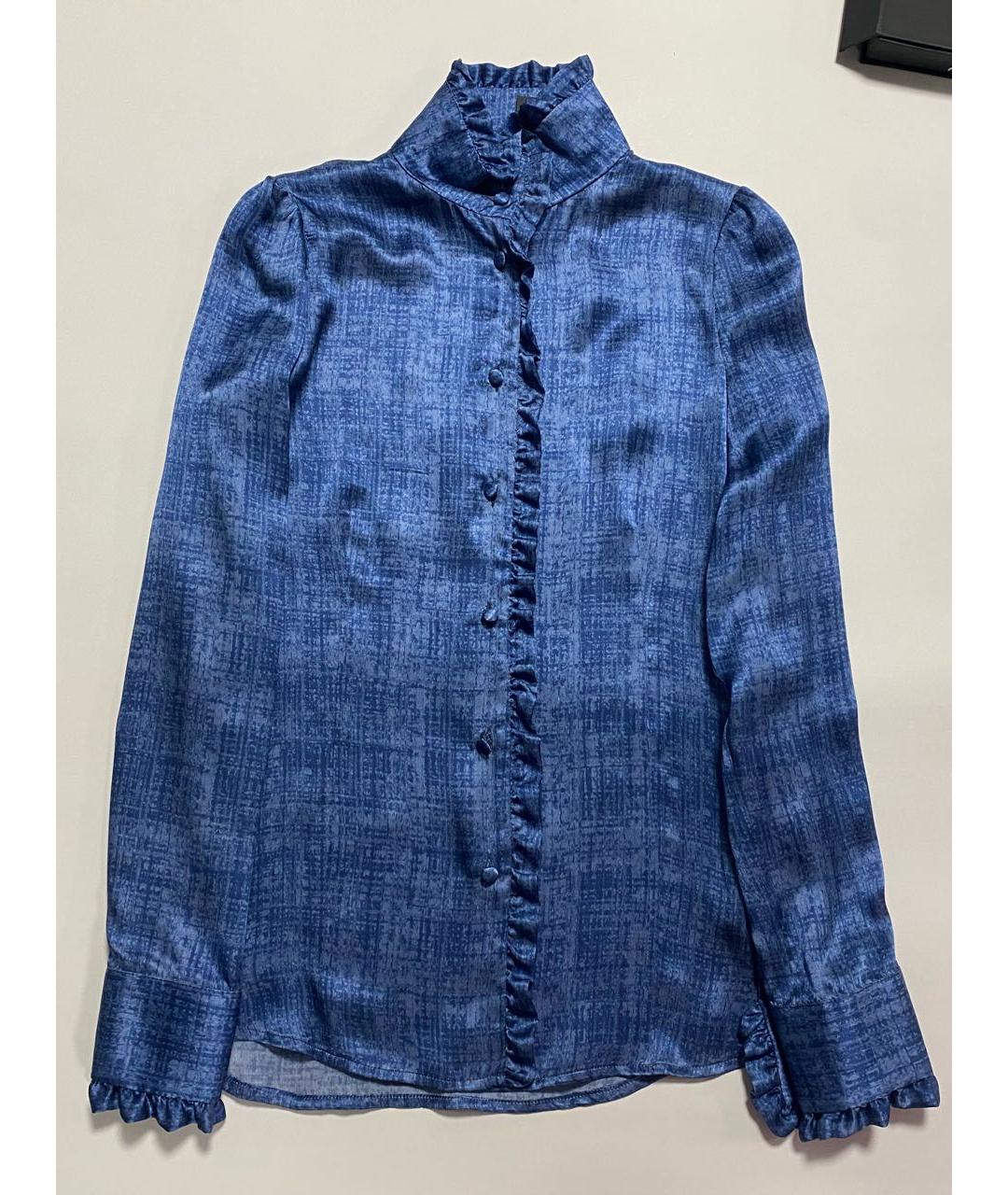 KITON Синяя шелковая блузы, фото 7