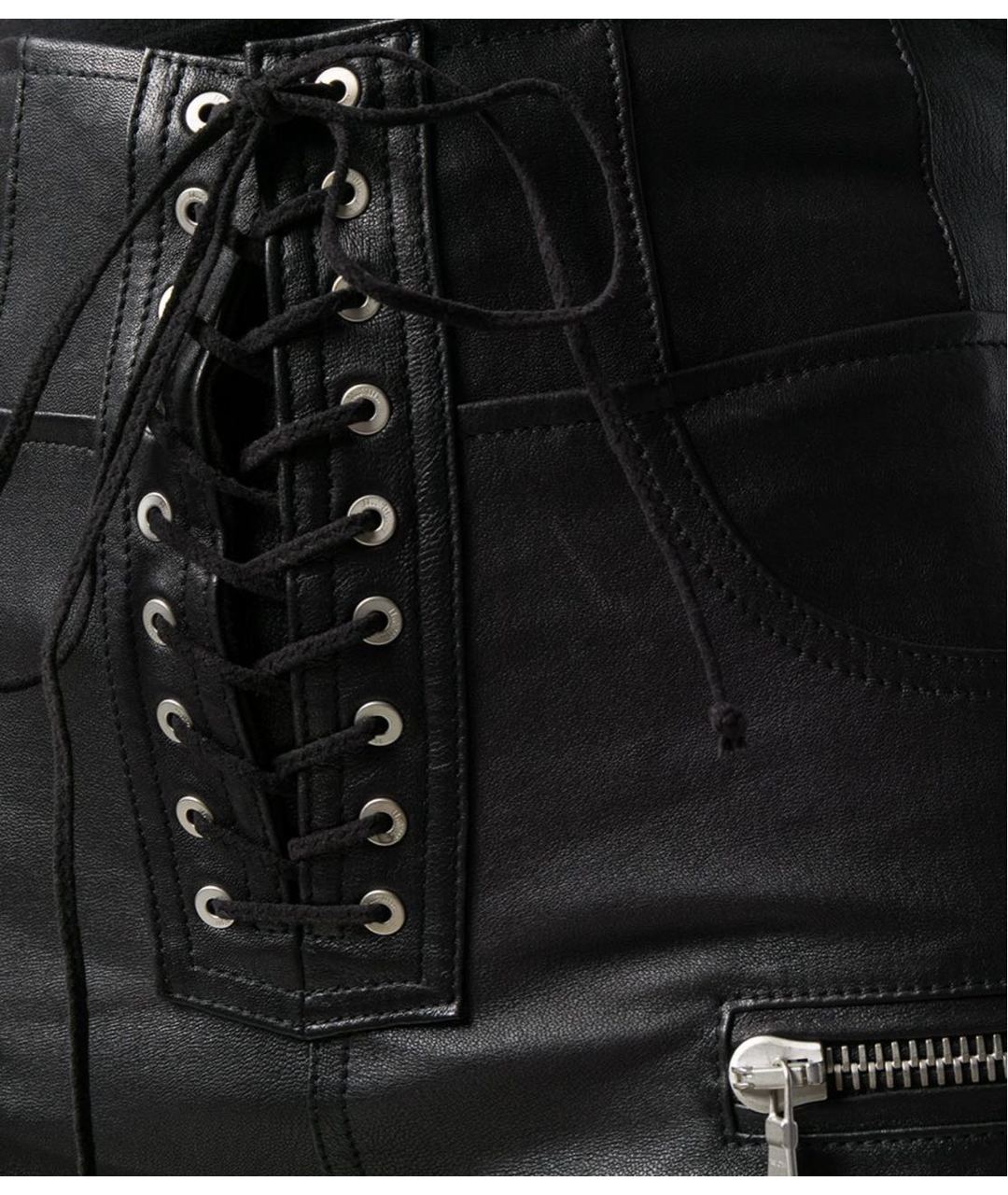 UNRAVEL PROJECT Черные кожаные брюки узкие, фото 4