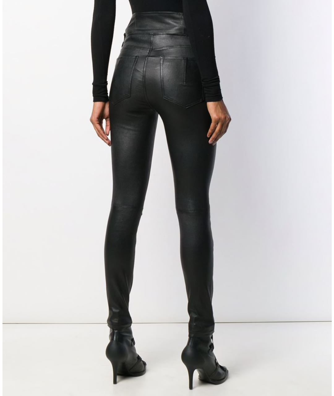 UNRAVEL PROJECT Черные кожаные брюки узкие, фото 3