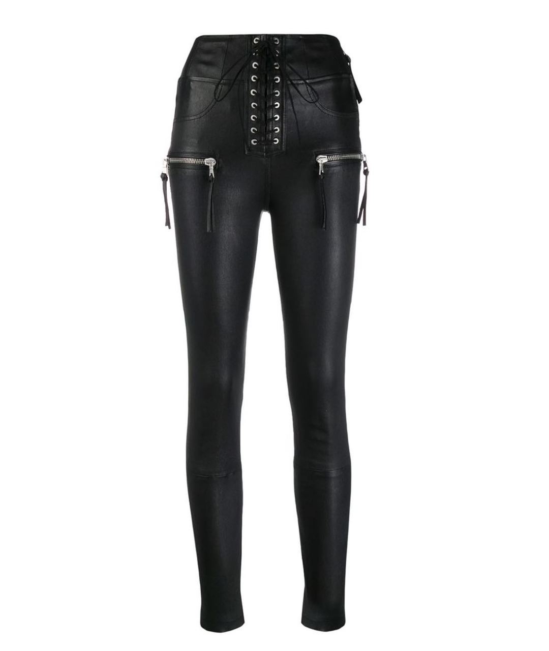 UNRAVEL PROJECT Черные кожаные брюки узкие, фото 1