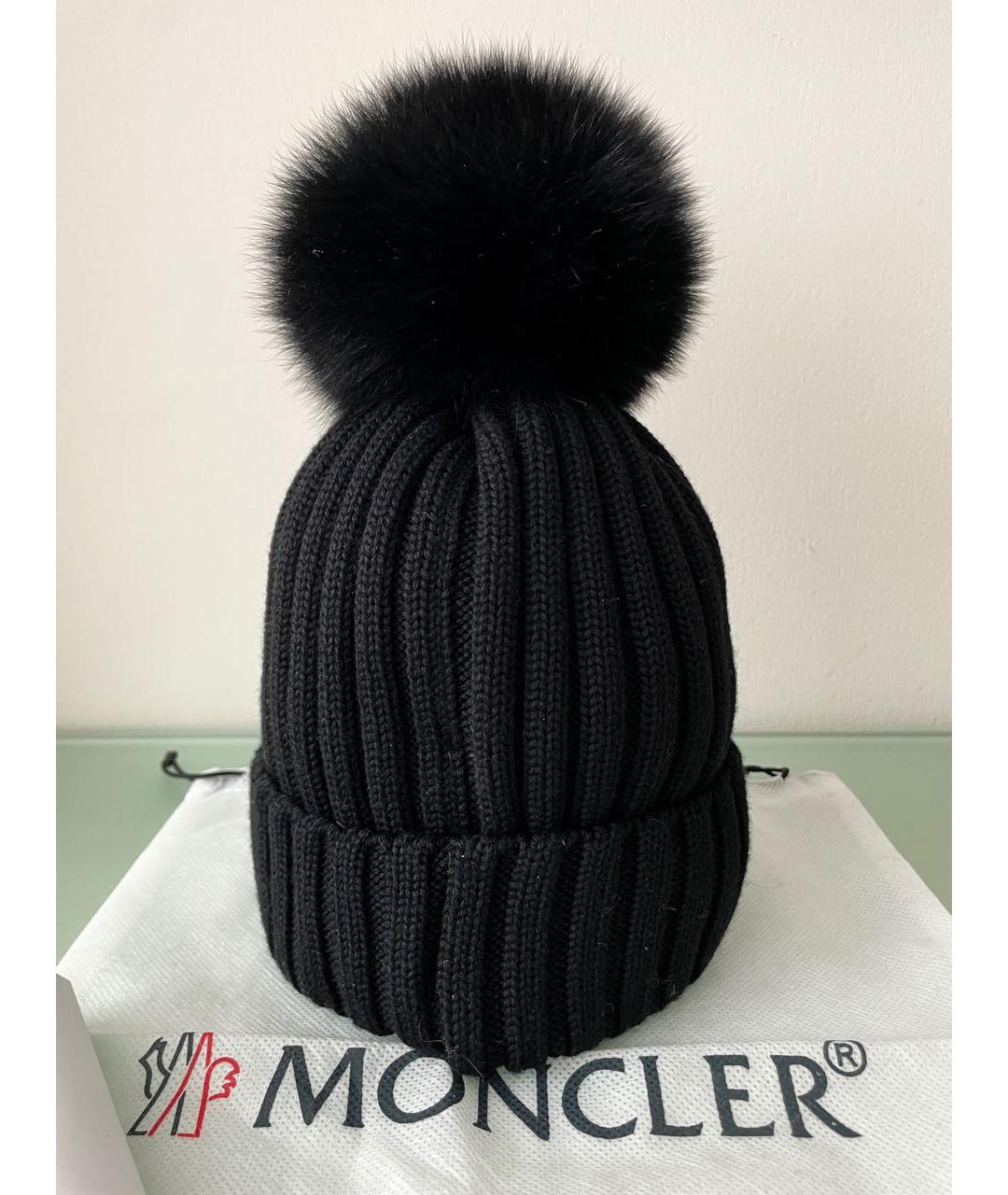 MONCLER Черная шерстяная шапка, фото 2