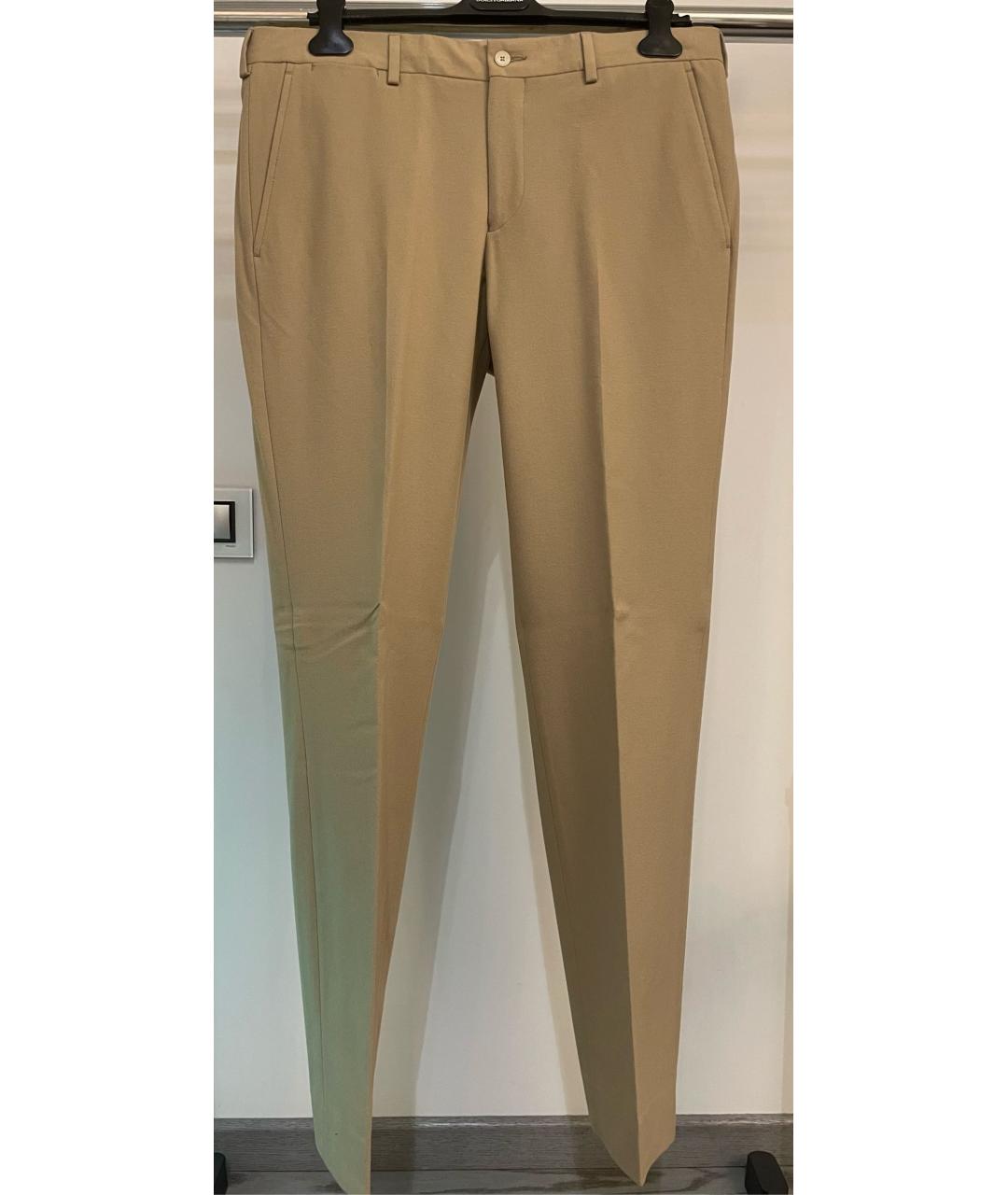 EMPORIO ARMANI Бежевые полиэстеровые классические брюки, фото 8