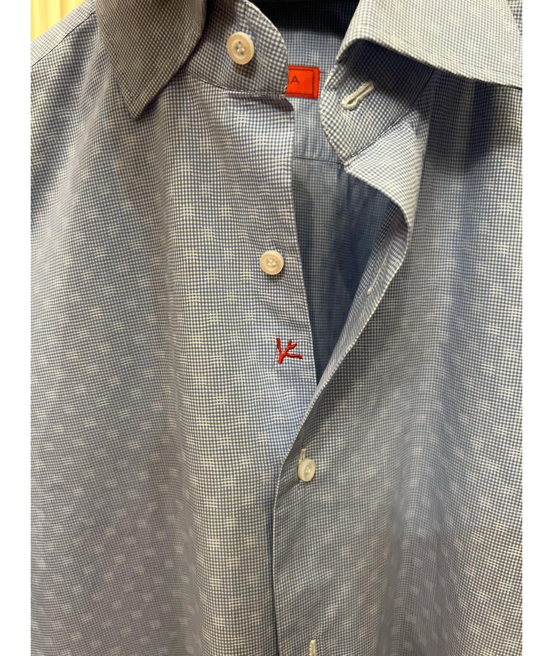 ISAIA Голубая хлопковая классическая рубашка, фото 5