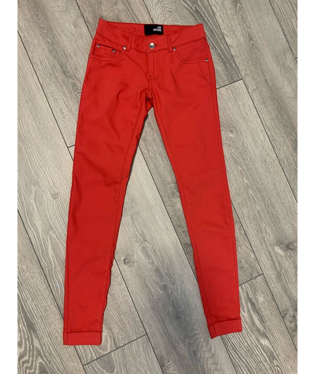 LOVE MOSCHINO Красные хлопковые брюки узкие, фото 5