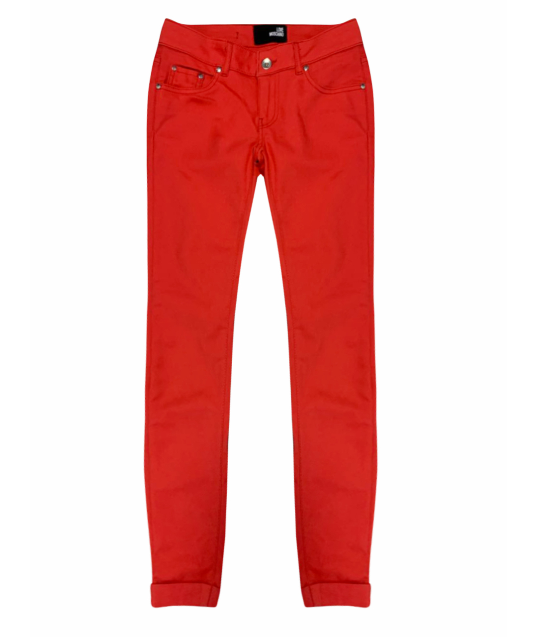 LOVE MOSCHINO Красные хлопковые брюки узкие, фото 1