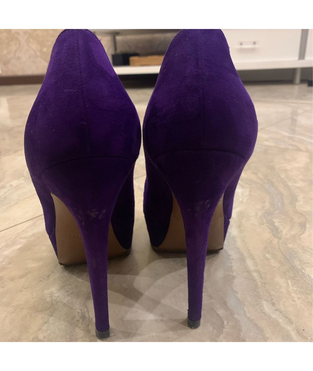 POLLINI Фиолетовые замшевые туфли, фото 4