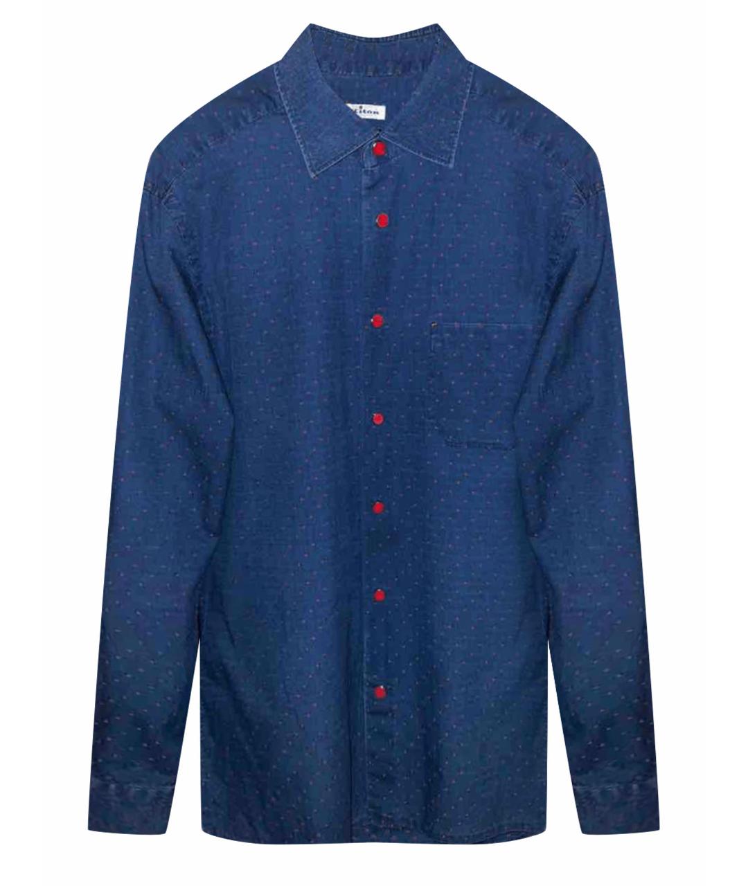KITON Темно-синяя хлопковая кэжуал рубашка, фото 1