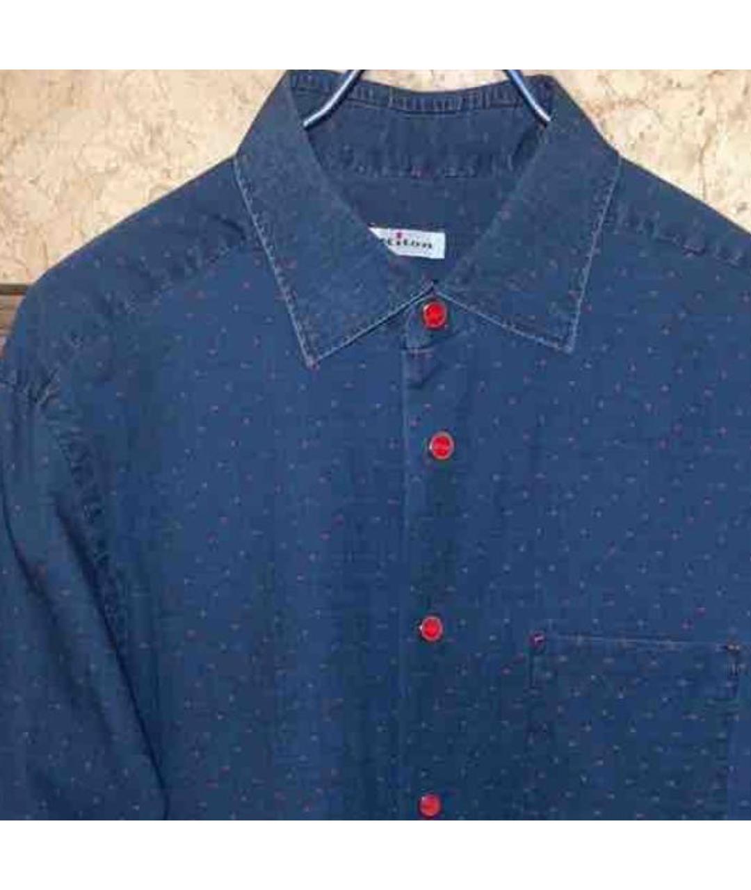 KITON Темно-синяя хлопковая кэжуал рубашка, фото 3