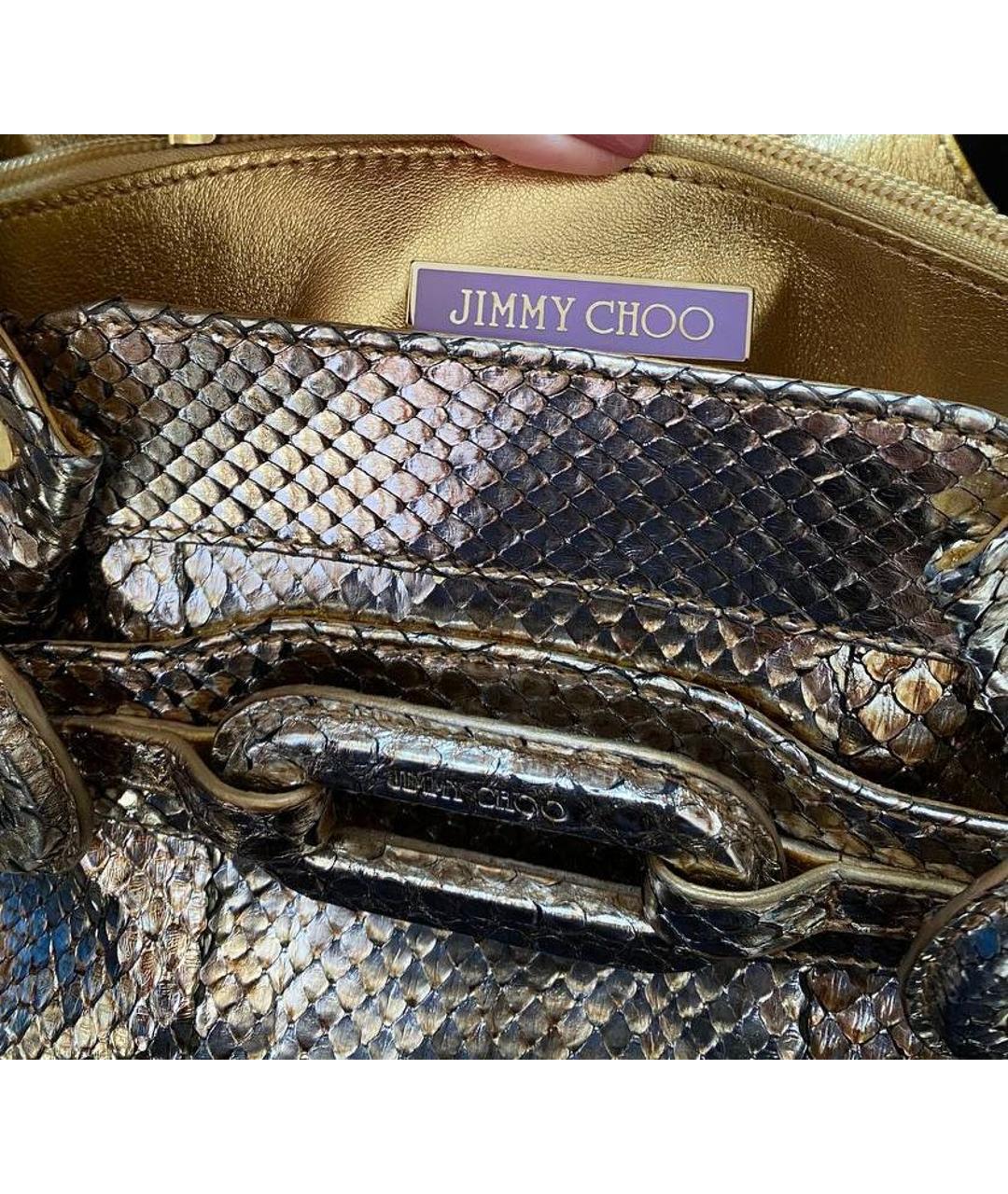 JIMMY CHOO Золотая сумка тоут из экзотической кожи, фото 3