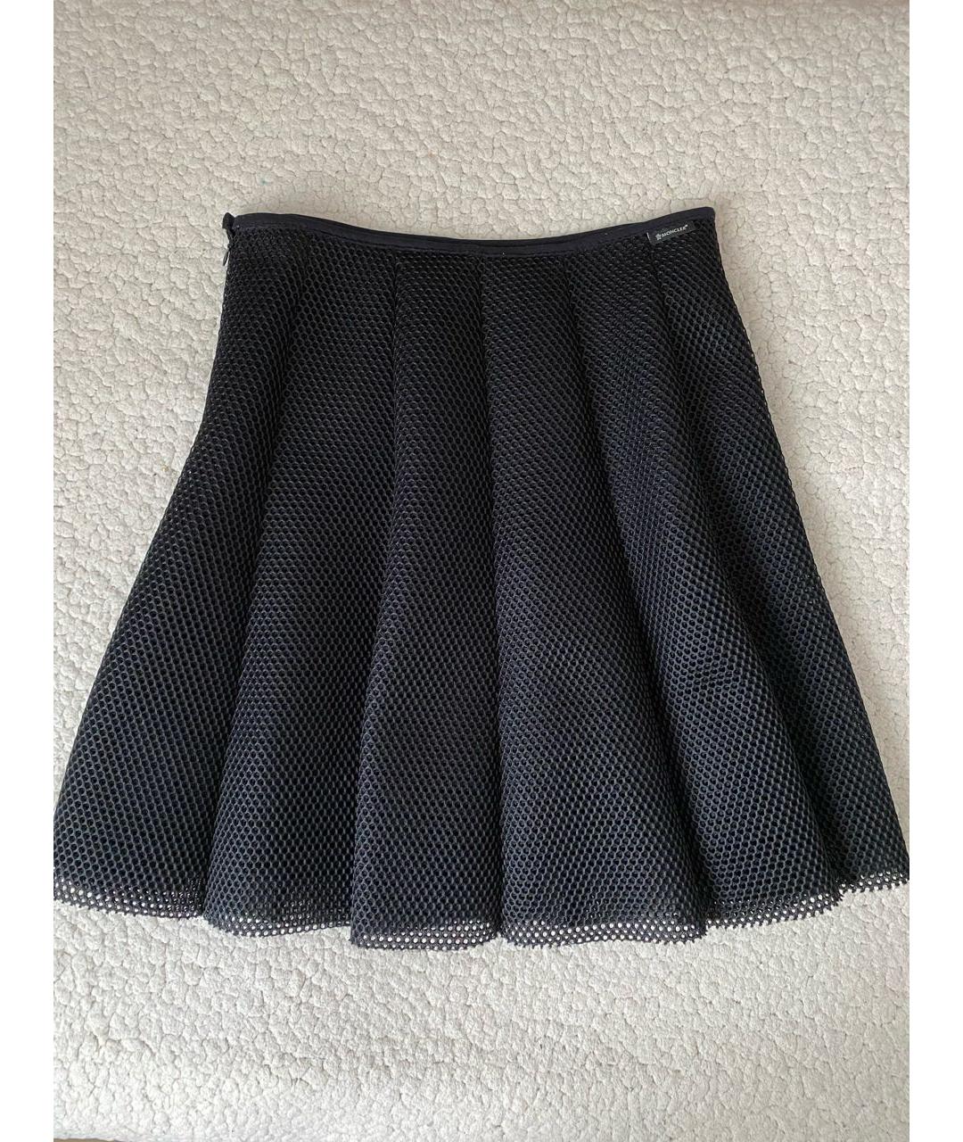 MONCLER Черная сетчатая юбка мини, фото 2