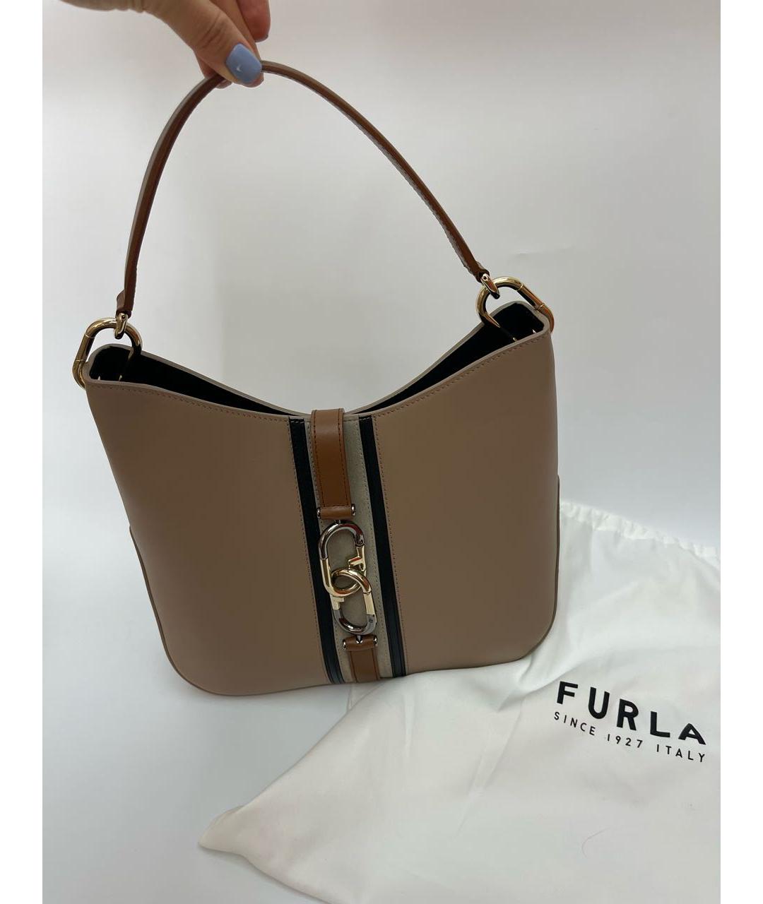 FURLA Бежевая кожаная сумка тоут, фото 2