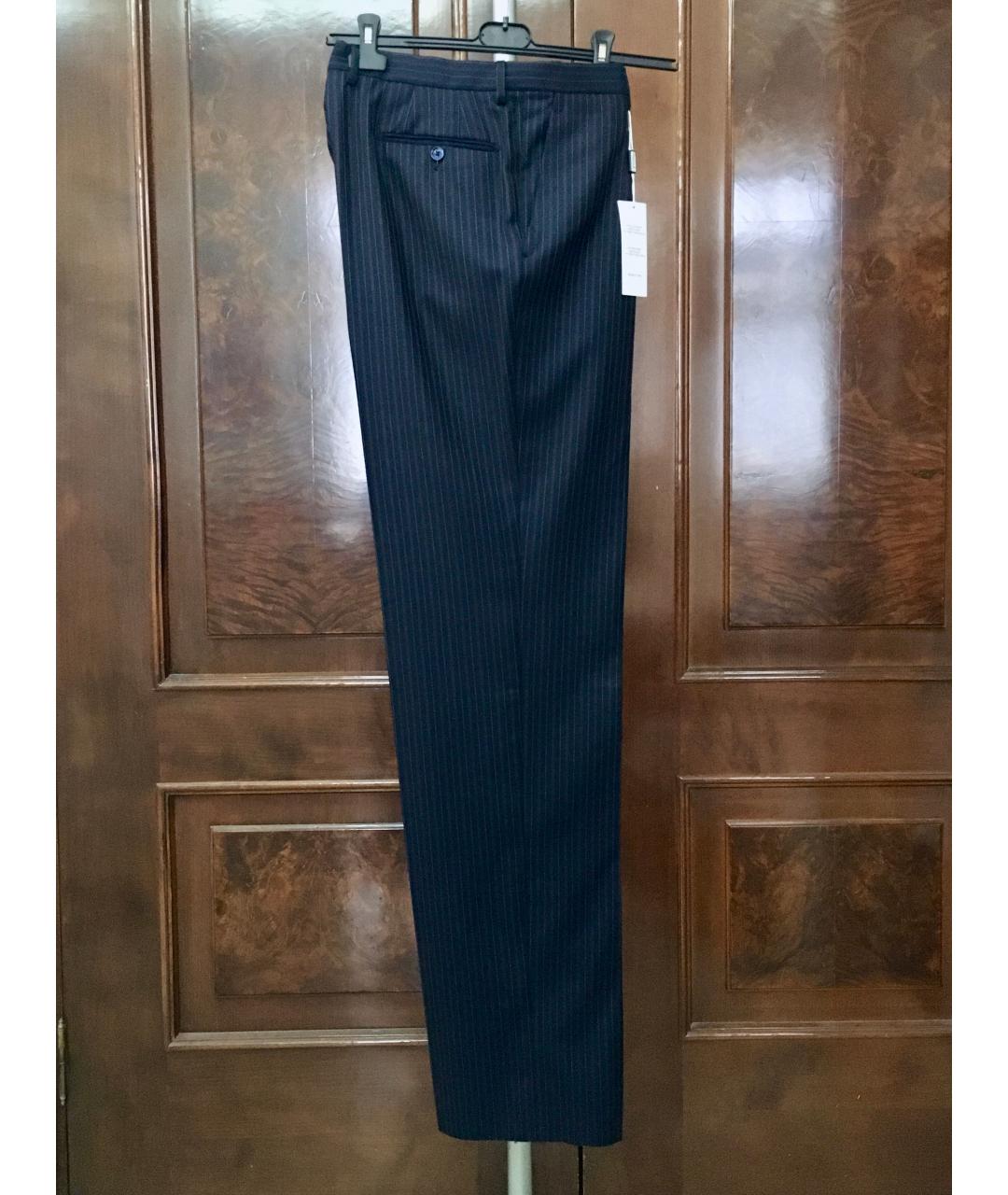 RAVAZZOLO Темно-синие шерстяные классические брюки, фото 2