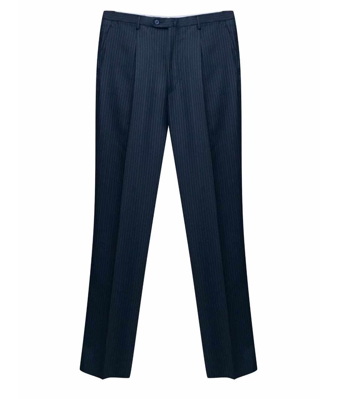RAVAZZOLO Темно-синие шерстяные классические брюки, фото 1