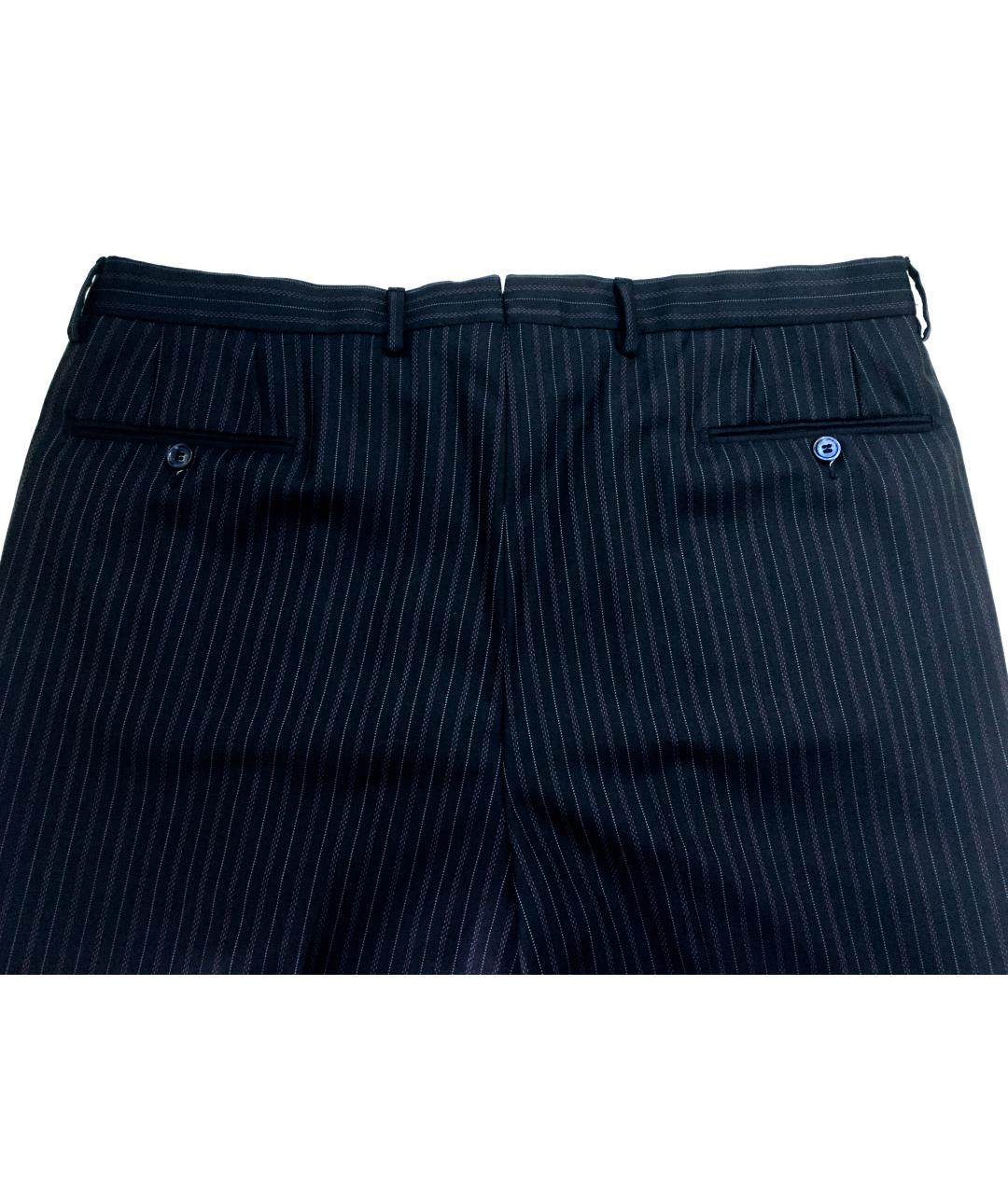 RAVAZZOLO Темно-синие шерстяные классические брюки, фото 5