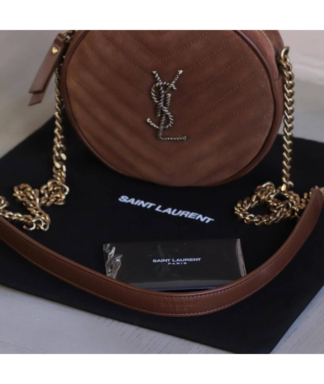SAINT LAURENT Коричневая замшевая сумка через плечо, фото 3