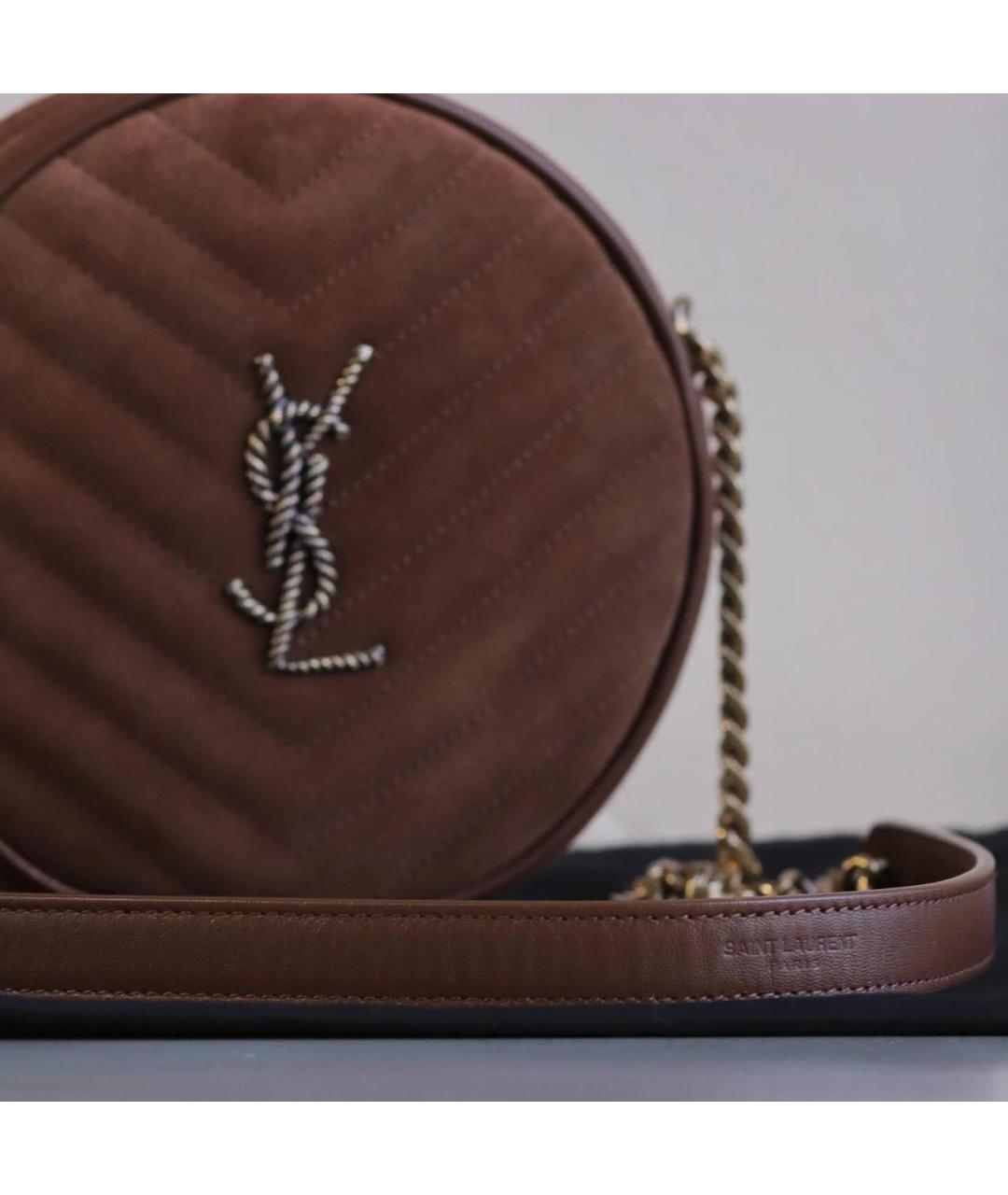 SAINT LAURENT Коричневая замшевая сумка через плечо, фото 4