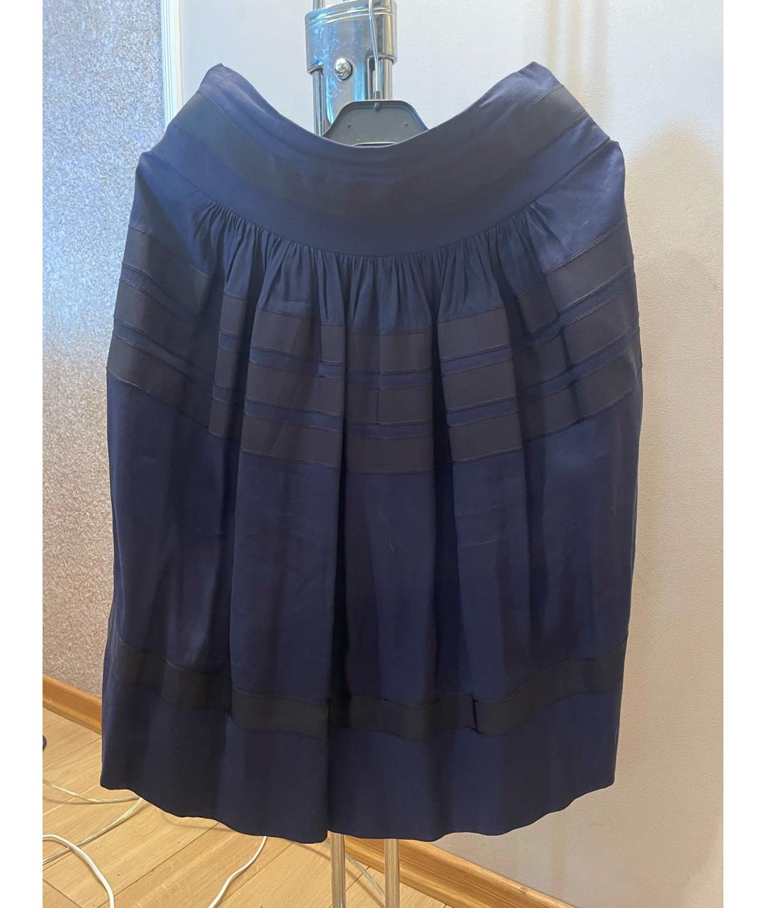 ROCHAS Темно-синяя шелковая юбка миди, фото 5