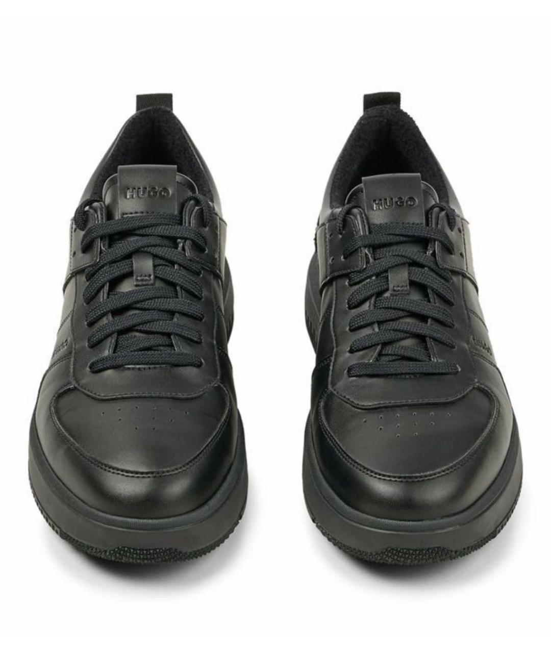 HUGO BOSS Черные кожаные высокие кроссовки / кеды, фото 2