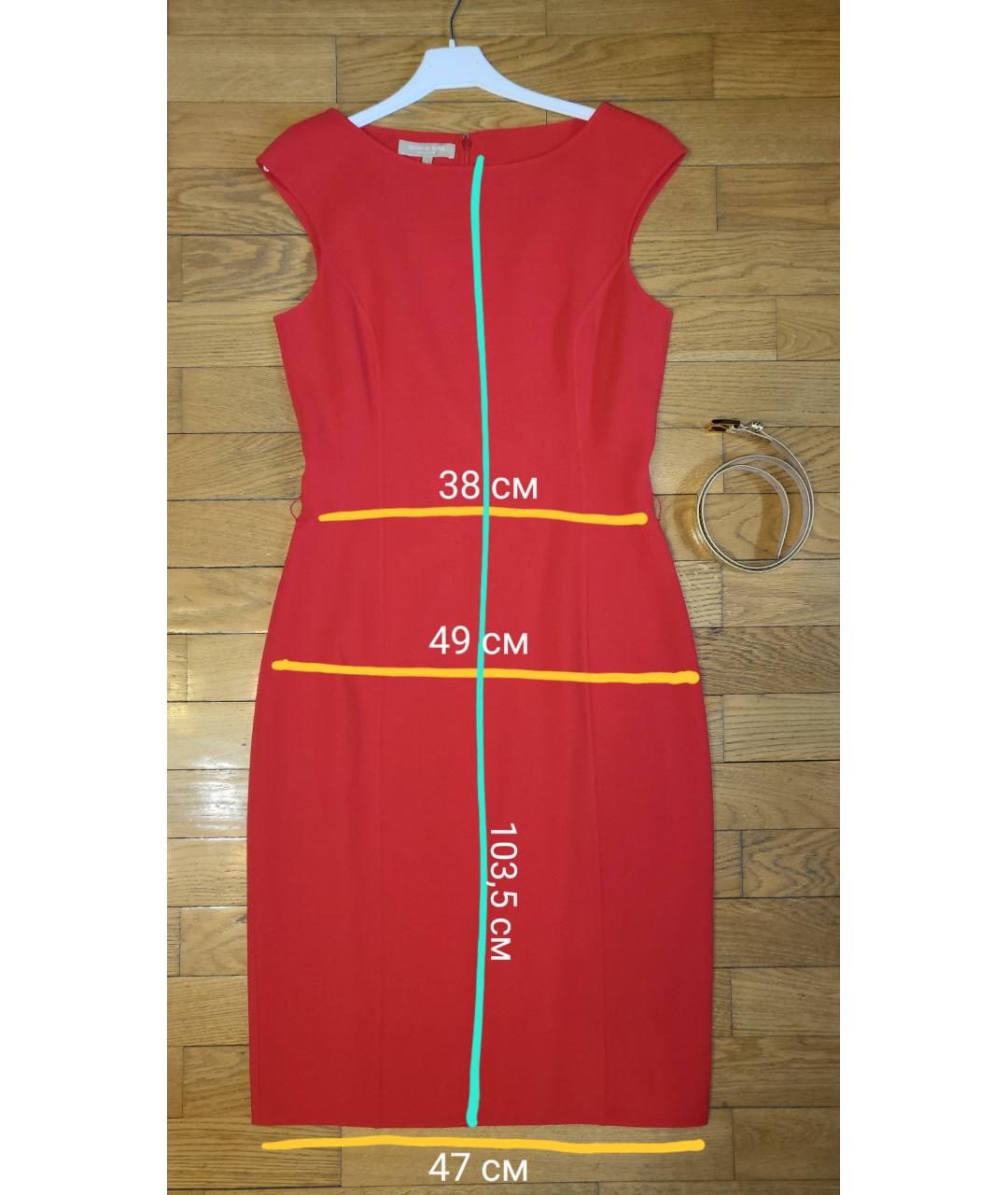 MICHAEL KORS Красное шерстяное коктейльное платье, фото 6