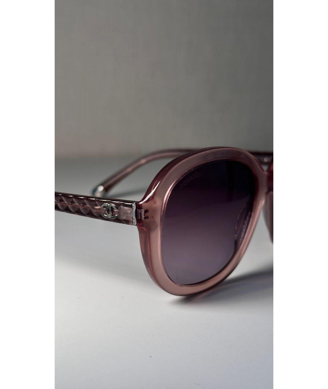 CHANEL Розовые пластиковые солнцезащитные очки, фото 3