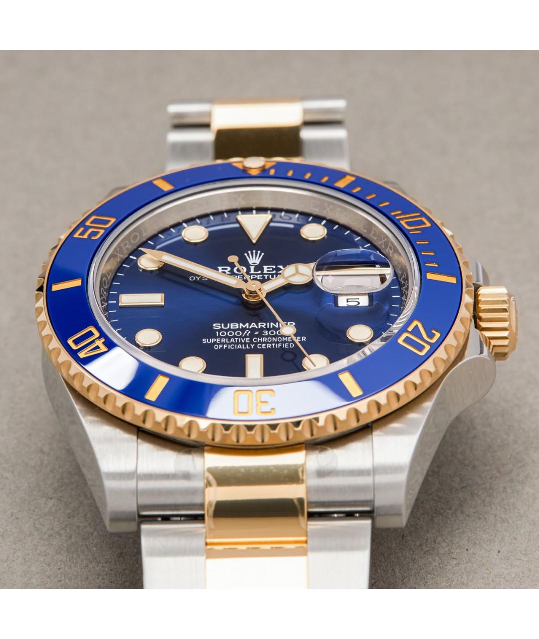 ROLEX Синие часы из желтого золота, фото 3