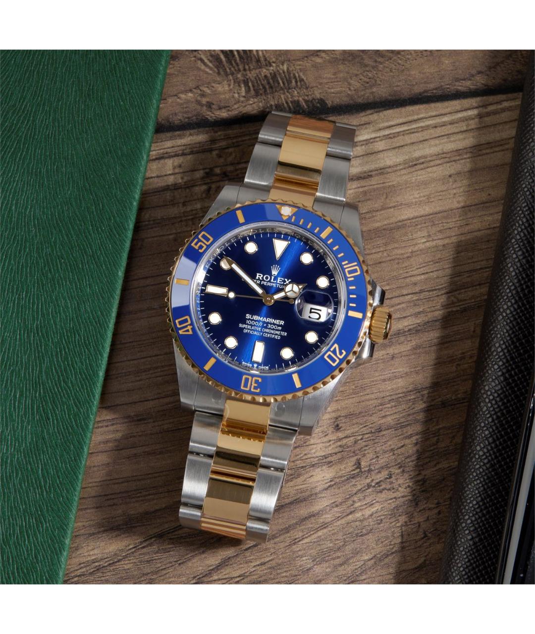ROLEX Синие часы из желтого золота, фото 2
